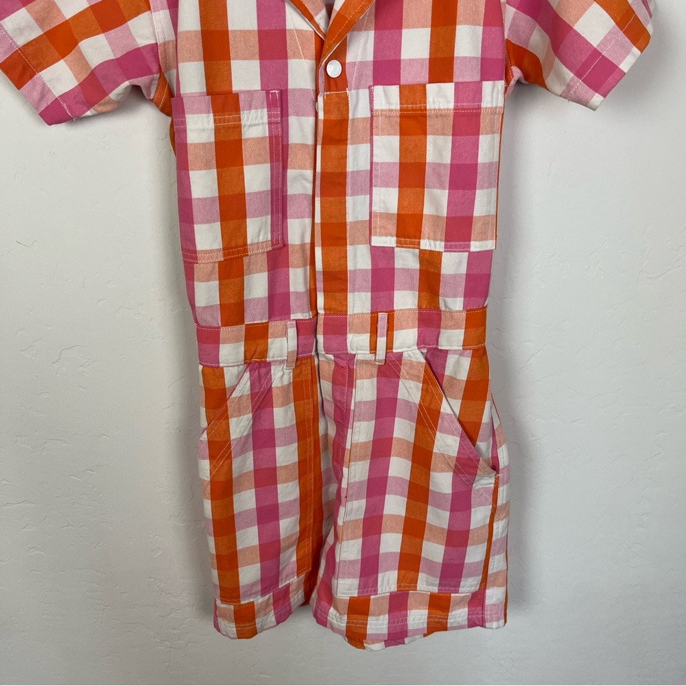 Big Bud Press Pink and Orange Checkered Jumpsuit - Picture 3 of 9